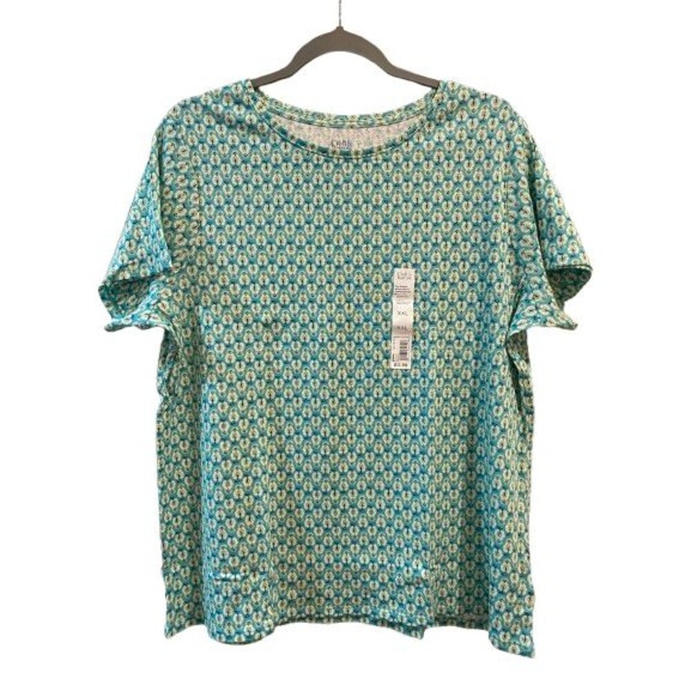 Women's XXL T-Shirt Croft & Barrow Short Sleeve Crewneck Cotton Teal